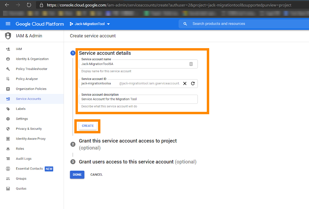 Creating a Google service account and key file RingCentral Video
