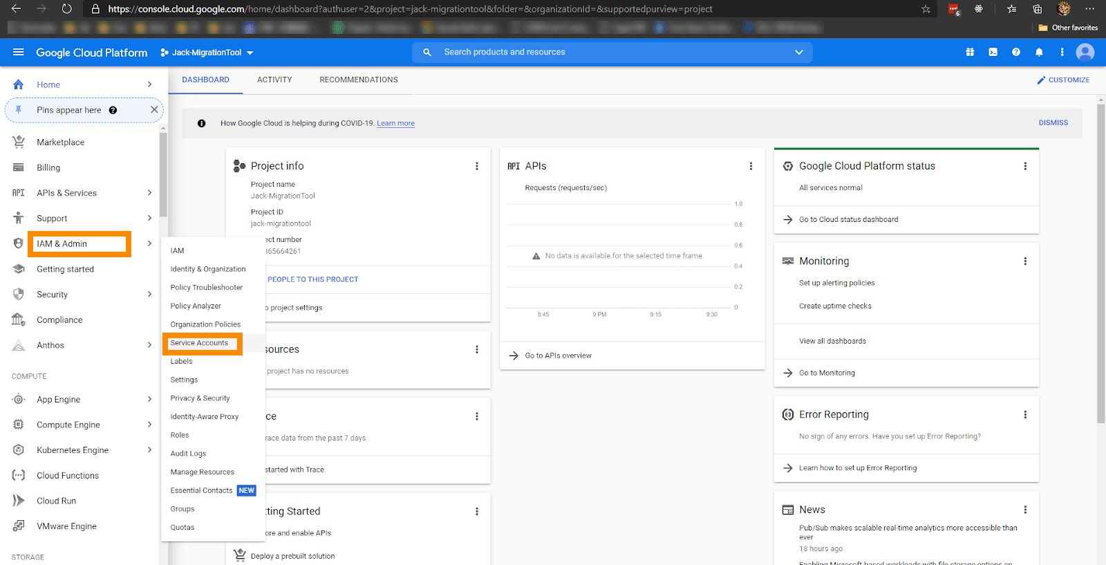 Creating a Google service account and key file RingCentral Video